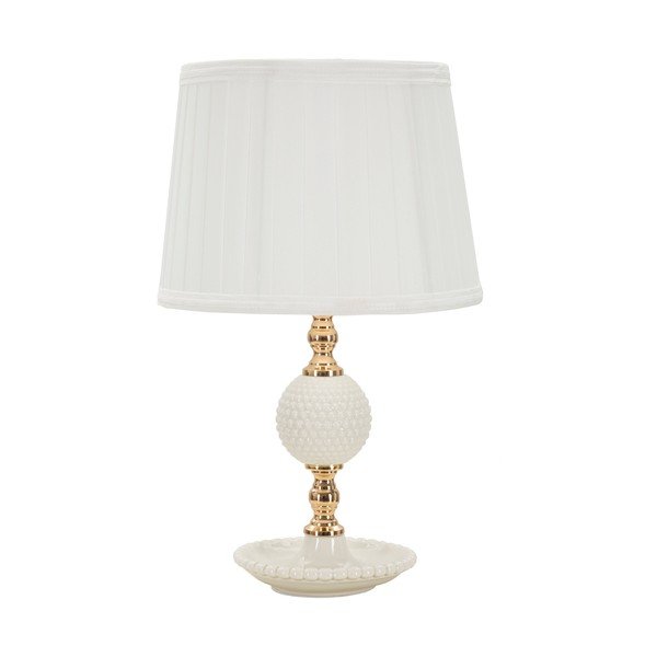 Biela stolová lampa s textilným tienidlom (výška 40 cm) Napoli – Mauro Ferretti