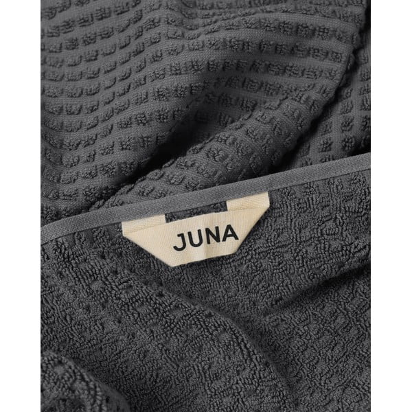 Tmavosivá froté osuška z Bio bavlny 70x140 cm Check – JUNA-image-4