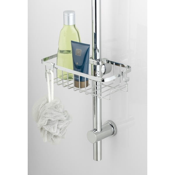 Samodržiaca kúpeľňová polička z nerezovej ocele v striebornej farbe Floresta - Wenko-image-1