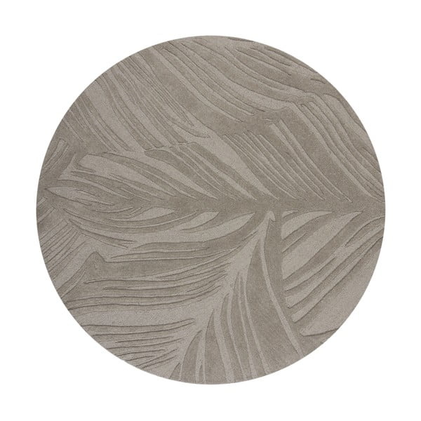 Sivý vlnený okrúhly koberec ø 160 cm Leaf - Flair Rugs