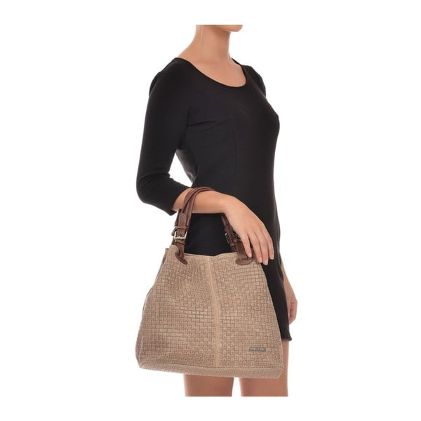 Hnedosivá kožená kabelka Isabella Rhea 858-image-1