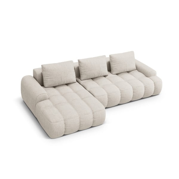 Béžová rozkladacia/s úložným priestorom rohová pohovka (ľavý roh/s leňoškou) Linz – Cosmopolitan Design-image-3