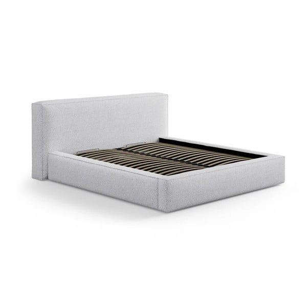 Svetlosivá čalúnená dvojlôžková posteľ s úložným priestorom s roštom 160x200 cm Simon Olivia – Micadoni 
