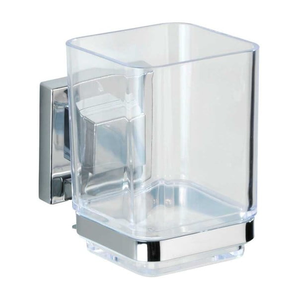 Samodržiaca plastová súprava doplnkov do kúpeľne v lesklo striebornej farbe Quadro – Wenko-image-3