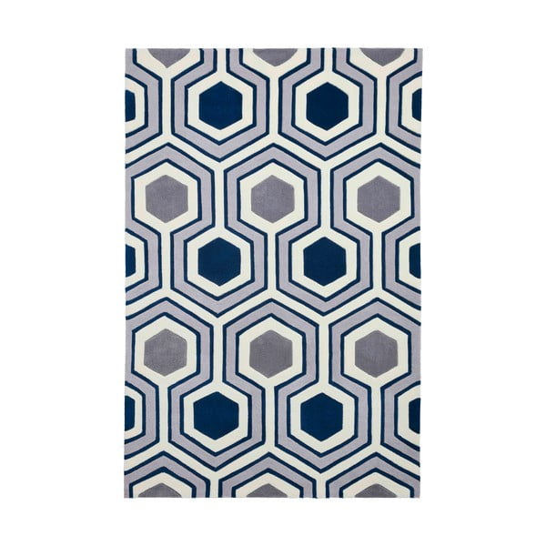 Modrý koberec Think Rugs Hong Kong Hexagon, 120 x 170 cm