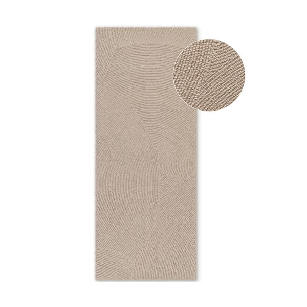 Béžový ručne tkaný vlnený behúň 80x200 cm Eleni Light Beige – Hanse Home