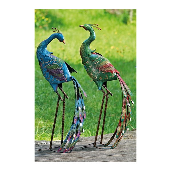 Sada 2 dekoratívnych záhradných pávov Peacock