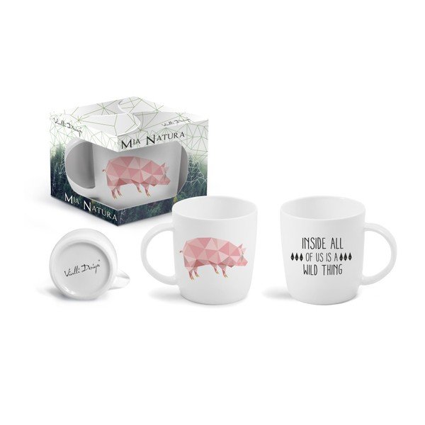 Hrnček z kostného porcelánu Vialli Design Pig s obojstrannou potlačou, 370 ml-image-1