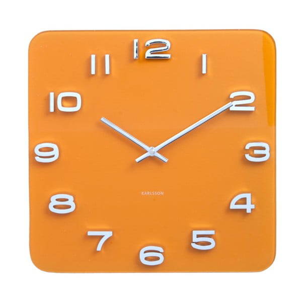 Oranžové hodiny Karlsson Vintage, 35 × 35 cm