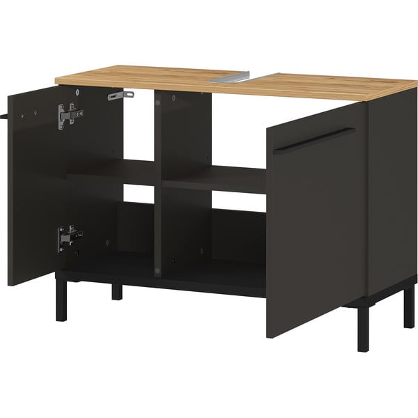 Tmavosivá skrinka pod umývadlo v dekore duba 80x59 cm Yonkers - Germania-image-2