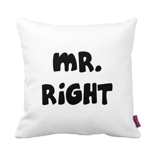 Čierno-biely vankúš Mr. Right, 43 × 43 cm