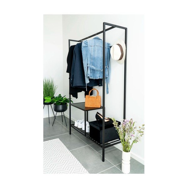 Čierny šatníkový viacúčelový regál s 2 policami House Nordic Vita, 170 x 101 cm-image-1