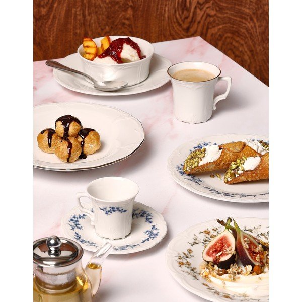 Biely/modrý porcelánový tanierik ø 12 cm Retro – BonBistro-image-1