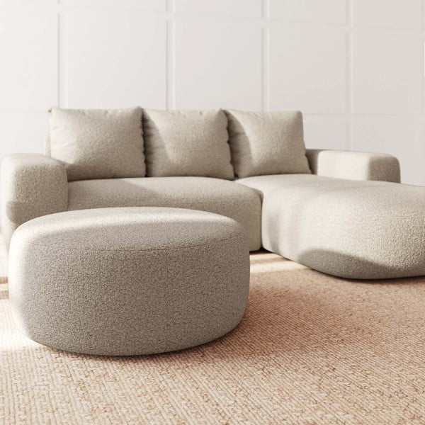 Béžová podnožka z textílie buklé Monce – Rodier-image-1