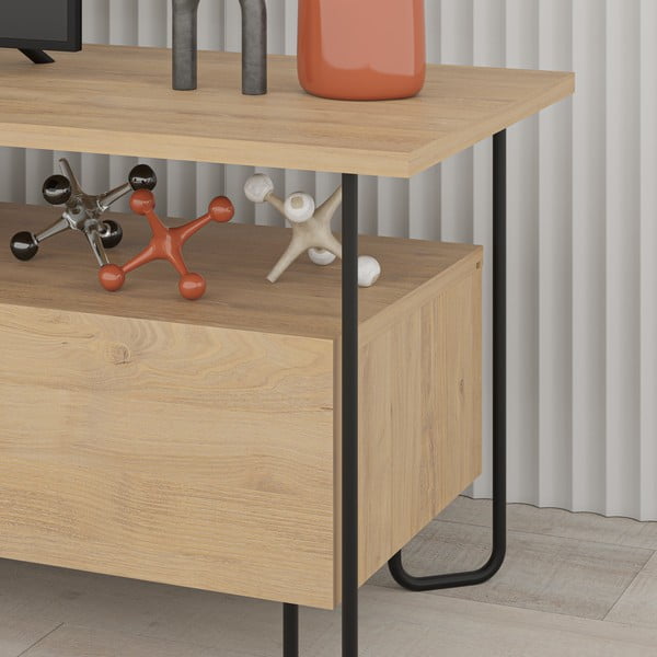 TV stolík v dekore duba v prírodnej farbe 150x45 cm Dilly – Marckeric-image-4