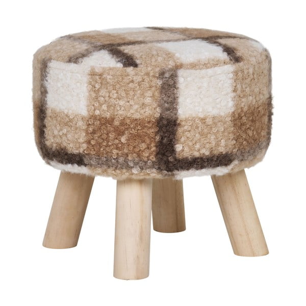 Bielo-hnedá podnožka z textílie buklé Aberdeen – House Nordic-image-1