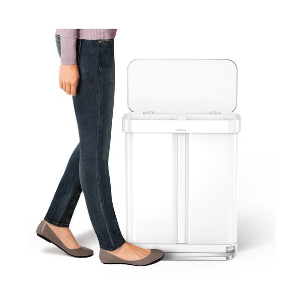 Biely nášľapný oceľový odpadkový kôš 58 l – simplehuman-image-4