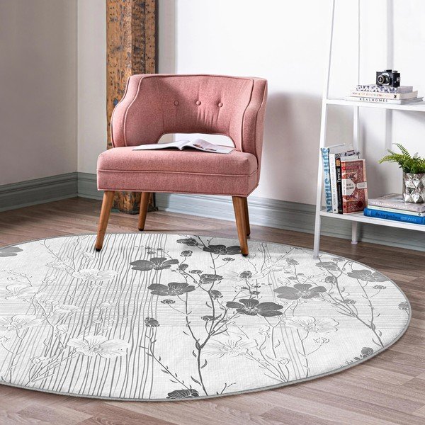 Sivý prateľný okrúhly koberec vhodný pre robotické vysávače ø 80 cm Comfort – Mila Home-image-4