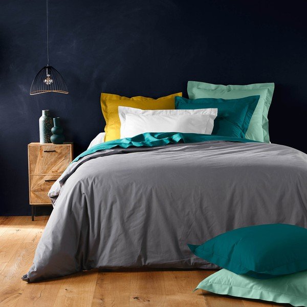 Čierna bavlnená obliečka na perinu na jednolôžko 140x200 cm Lina – douceur d'intérieur-image-3