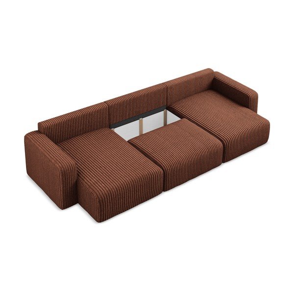 Menčestrová rozkladacia/s úložným priestorom rohová pohovka v terakotovej farbe (do tvaru "U") Kona – Makamii-image-4