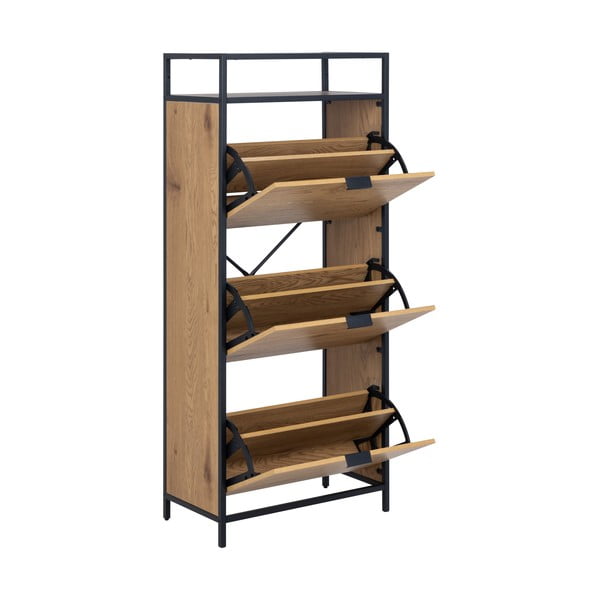 Výklopná skrinka na topánky v dekore duba v prírodnej farbe Seaford - Actona-image-3