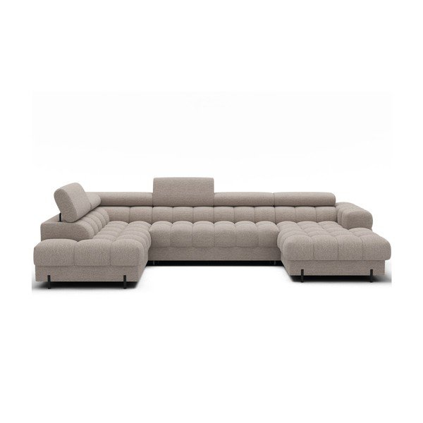 Béžová rozkladacia rohová pohovka z textílie buklé (ľavý roh/do tvaru "U") Feraria – ELTAP