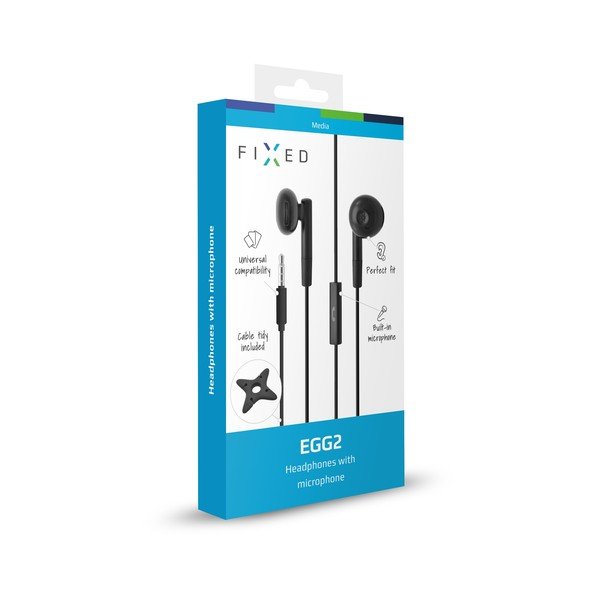 Čierne slúchadlá s mikrofónom FIXED EGG2 a organizérom, čierne-image-2