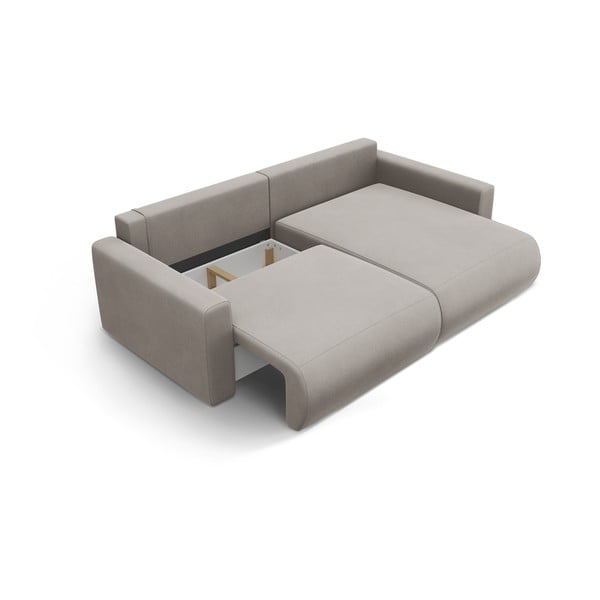 Svetlosivá zamatová rozkladacia rohová pohovka s úložným priestorom Belfast – Cosmopolitan Design-image-4