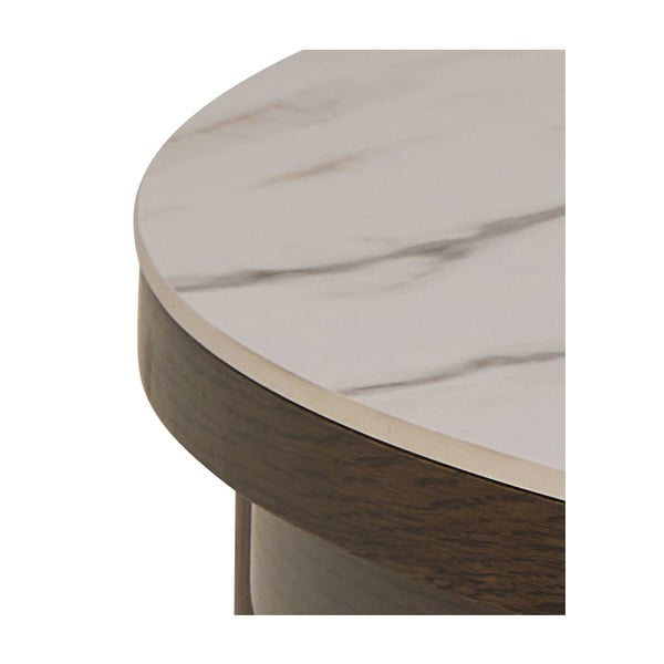Béžový/tmavohnedý okrúhly konferenčný stolík s keramickou doskou ø 90 cm Southampton – Actona-image-4