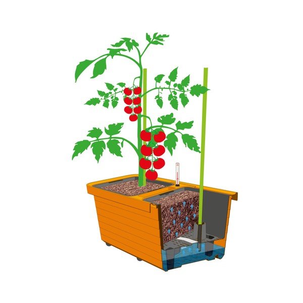 Hnedo-sivý samozavlažovací dvojitý kvetináč Plastia Berberis, dĺžka 78 cm-image-3