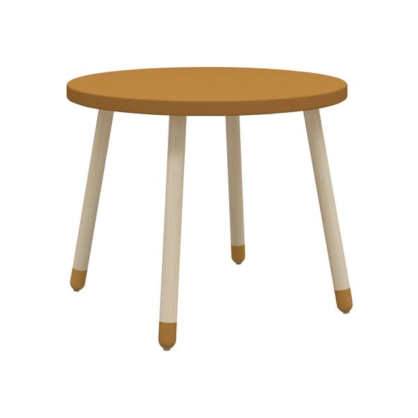 Horčicovožltý detský stôl Flexa Dots, ø 60 cm