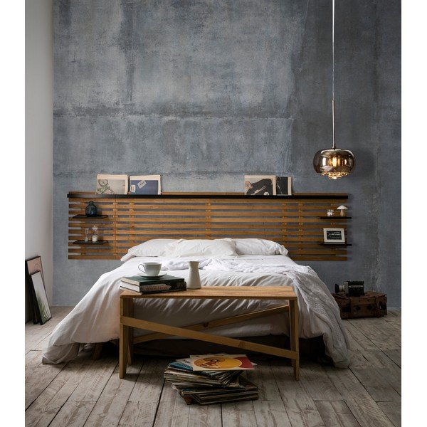 Čierne/prírodné čelo postele z borovicového dreva 240x62 cm Nidra - Marckeric-image-1