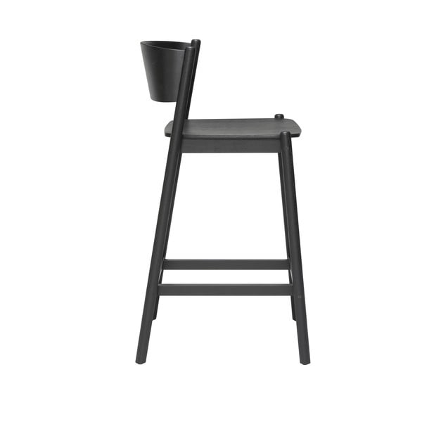 Čierna barová stolička v dekore duba (výška sedadla 75 cm) Oblique – Hübsch-image-2