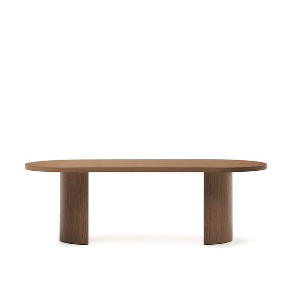 Okrúhly jedálenský stôl s doskou v dekore orechového dreva 100x240 cm Nealy – Kave Home-image-4