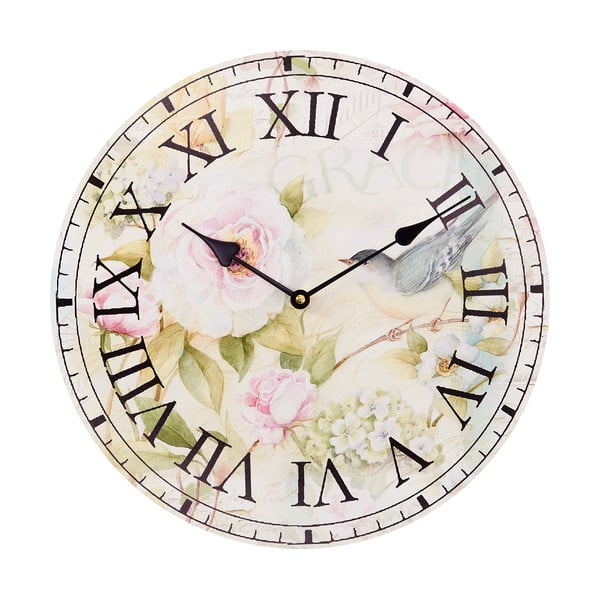 Nástenné hodiny Pink Flowers, 34 cm