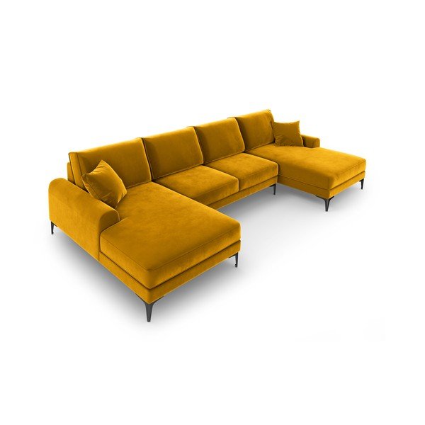 Žltá zamatová pohovka do "U" Mazzini Sofas Madara-image-4