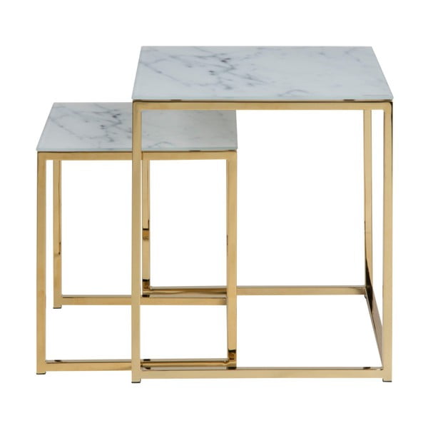 Sada 2 odkladacích stolíkov s doskou v dekore bieleho mramoru Actona Alisma-image-3
