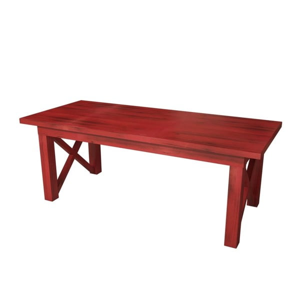 Červený odkladací stolík z borovicového masívu Ricco
