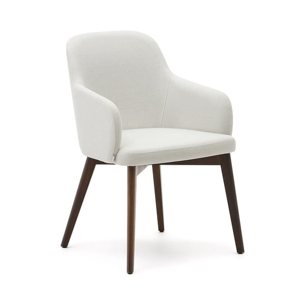 Krémovobiele čalúnené jedálenské kreslo s podrúčkami Nelida – Kave Home