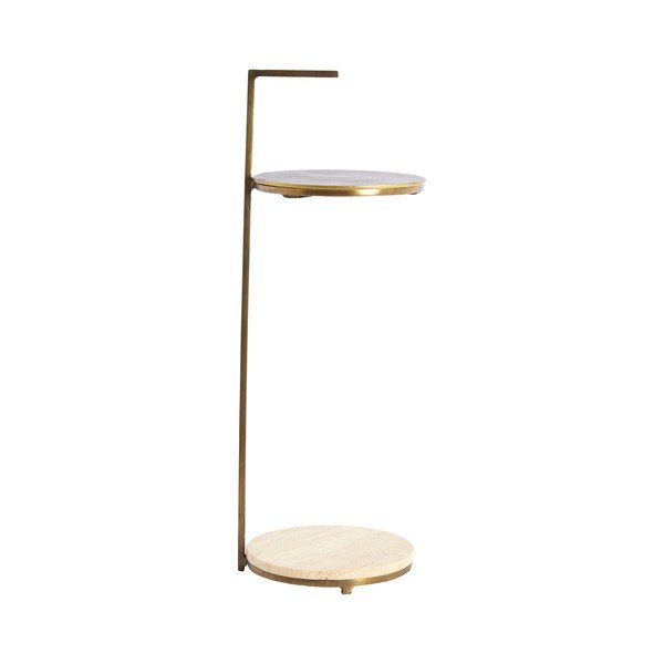 Okrúhly odkladací stolík s doskou z kameňa ø 26 cm Leda – Light & Living