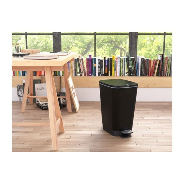 Matne čierny pedálový plastový odpadkový kôš 25 l Chic Bin – KIS-image-1