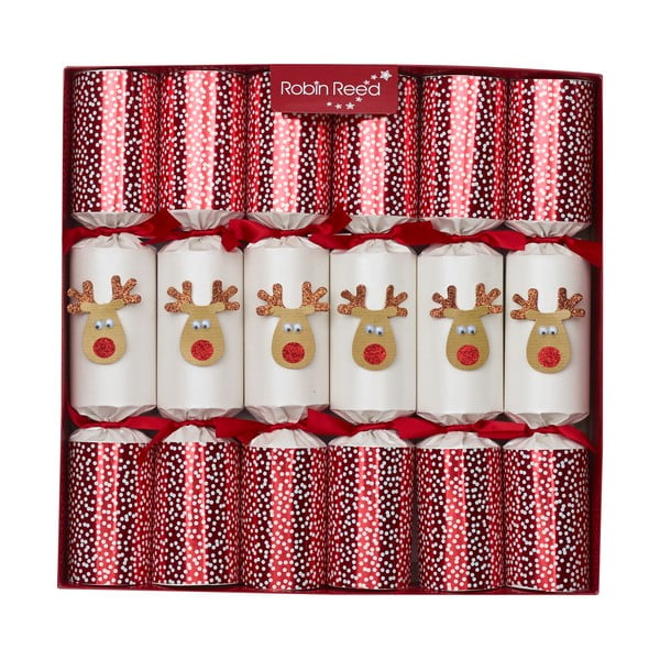 Sada 6 vianočných crackerov Robin Reed Reindeer