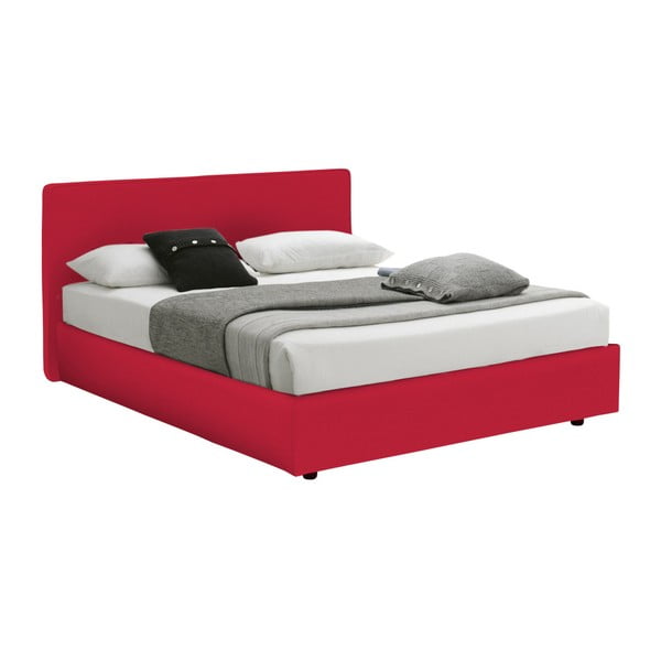 Červená dvojlôžková posteľ s poťahom z bavlnenej textílie 13Casa Ninfea, 160 x 190 cm
