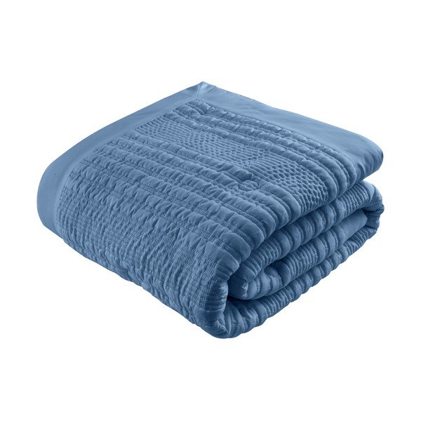 Modrý prešívaný pléd 220x220 cm Lennon Stripe – Catherine Lansfield-image-2