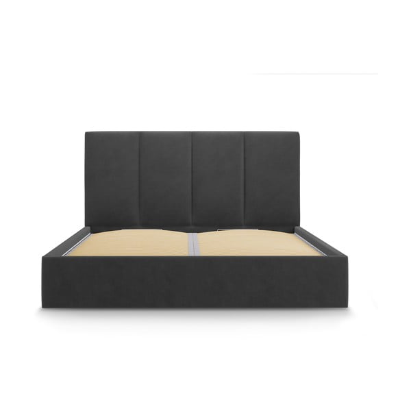 Tmavosivá zamatová dvojlôžková posteľ Mazzini Beds Juniper, 160 x 200 cm-image-2
