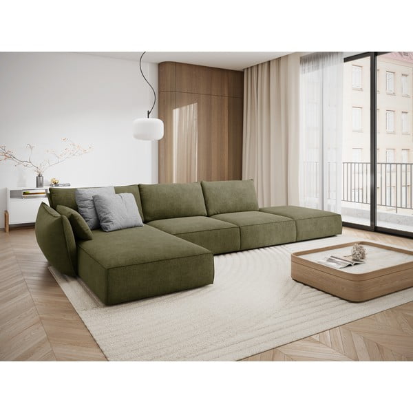 Zelená rohová pohovka (ľavý roh) Vanda - Mazzini Sofas-image-1
