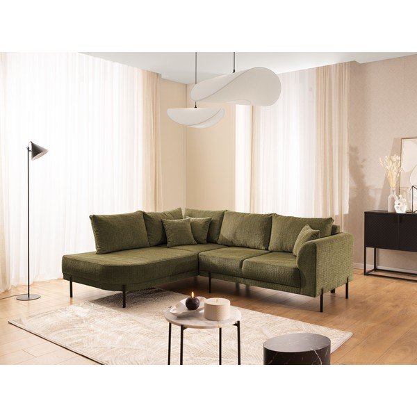 Zelená ženilková rohová pohovka (ľavý roh/do L) Mauris  – Ropez-image-1