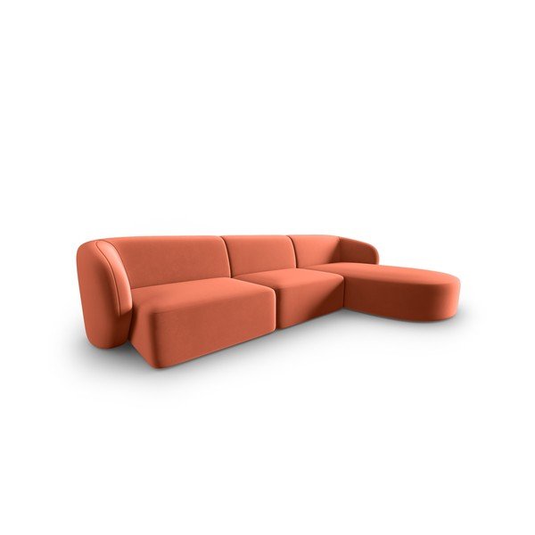 Ružová zamatová rohová pohovka (pravý roh/s leňoškou) Paolo – Milo Casa-image-1