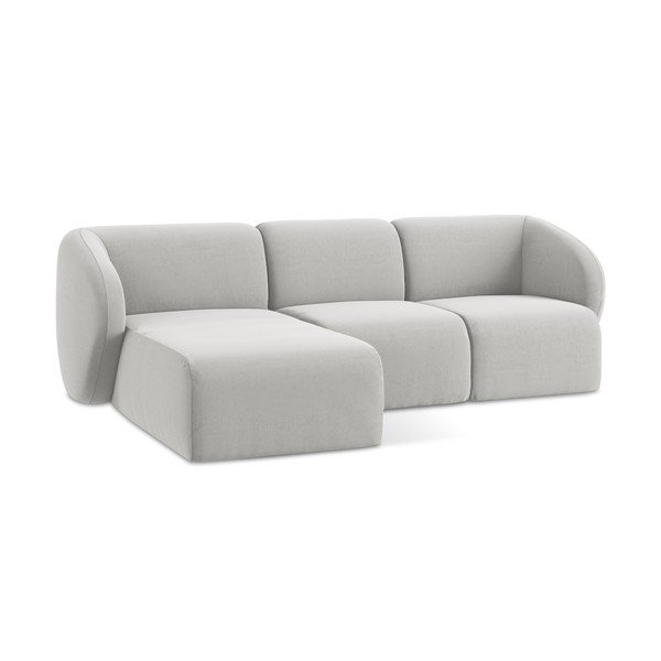 Svetlosivá zamatová rohová pohovka (ľavý roh/s leňoškou) Lani – Makamii-image-4