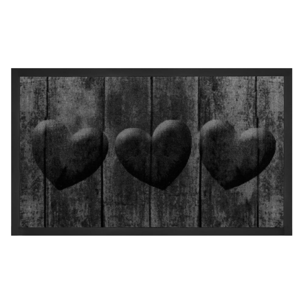 Sivá rohožka Hansa Home Hearts, 45 × 75 cm